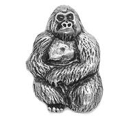 Gorilla Pin Badge in a Grey Burlap Gift Pouch