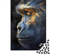 Gorilla Portrait Gold Jigsaw Puzzles for Adults Animal Puzzle Game 1000 Pieces Brain Challenge for Adults Gifts 38x26cm/1000pcs