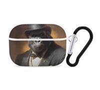 Gorilla Portrait Wireless Bluetooth Earbud Case Compatible with Airpods Pro Earphone Cover Pouch with Stainless Steel Carabiner