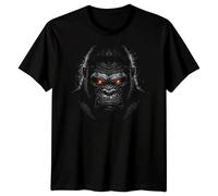 Gorilla Primate Mens Graphic T-Shirt Animals Ape Head Design Intense Red Eyes