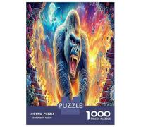 Gorilla Rampage Puzzle Great Gift Home Decoration 1000 Pieces Fierce Beast Jigsaws Puzzles Challenging Games for Men And Women 52x38cm/1000pcs