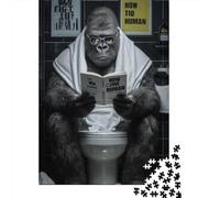 Gorilla Reading How to Be Human 1000-Piece Jigsaw Puzzle for Adults, 70x50cm/1000pcs, Quiet Home Activity, Focused Puzzle Time And Time at Home