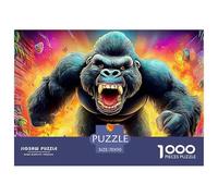Gorilla Roar 1,000 Piece Gorilla Vibrant Cosmic Portraitplastic 3D Puzzle Gift for Adults Durable Thick Pieces Home Decor Wall Decor Stress Relief 70x50cm/1000pcs