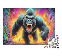 Gorilla Roar 1000 Pieces Premium Cardboard Angry Gorilla Jigsaw Puzzle Gift Set for Adults Fun And Challenging Family Game Gift for Family 70x50cm/1000pcs