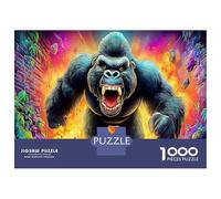 Gorilla Roar Colourful Colorful Gorilla 1000 Pcs Jigsaws for Adults The Impossible Challenge Brain Development 38x26cm/1000pcs