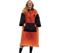 Gorilla Robes Changing Robe and Towelling Robe | For Women, For Men | Unisex | Dry Poncho | From ECO Recycled Materials | With Hood, Kangaroo Pocket & Three-Quarter Sleeve | Orange | Large