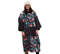 Gorilla Robes Changing Robe and Towelling Robe | For Women, For Men | Unisex | Dry Poncho | From ECO Recycled Materials | With Hood, Kangaroo Pocket & Three-Quarter Sleeve | Flowers Pattern | Medium