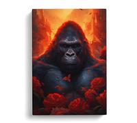 Gorilla Romanticism Art Canvas Print | Gallery Wrapped 30mm Frame Wall Art | 30x20 inches | Ready to Hang | Contemporary Animals Picture | Living Room Bedroom Lounge Office
