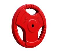 GORILLA SPORTS® 25 kg Rubberised Weight Plate, 30/31 mm Centre Hole | Cast iron core, rubber coating, 3 ergonomic grooved handles; for barbell, dumbbell, strength training and weight lifting