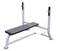 GORILLA SPORTS® Bench Press with Barbell Rack, 250 kg Load, White | 110 cm wide rack for multiple grips, faux leather cushion, rubber foot caps, assistive step and assembly instructions