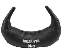 GORILLA SPORTS® Bulgarian Bag - 5-22.5kg, Filled PU Leather, Black | 3 handles, 2 loops, soft padding, sand and steel gravel filling for strength training, weight lifting, boxing and MMA