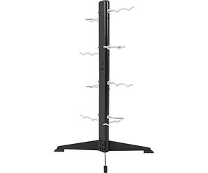GORILLA SPORTS® Cable Attachment Handle Rack - with 8 Stand for 16 Bars, 65x59x124 cm, Max. Load 100kg, Black - Storage for Biceps Triceps Rope, LAT Pull Down Bar, Cable Machine Pulley System, Gym