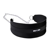 GORILLA SPORTS® Dip Belt - Steel Chain, Carabiner Hooks, Max Load 100 kg, Durable Nylon, Embroided Logo, Black - Weighted Belt for Dips, Powerlifting Equipment, Weight Lifting Waist Band