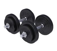 GORILLA SPORTS® Dumbbell Set 20kg/30kg, 30mm, Spinlock Collars | Chrome-plated 35cm bars with knurled anti-slip grips, plastic-coated floor-protecting plates and 4 secure star collars