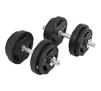 GORILLA SPORTS® Dumbbells - 20kg Set, 4x1.25kg, 4x2.5kg, Plastic Coated Weight Plates, Tri-Grip, 2 Dumbbell Bars, Knurled Handles, Non-Slip, 4 Spinlock Collars - Dumbbell Set, Strength Training, Gym