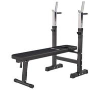GORILLA SPORTS® Foldable Weight Bench with 5-Level Barbell Rack