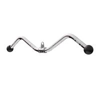 GORILLA SPORTS® Lat Pull Down Bar 30in, Curved, Swivel Hook, 200kg | Chrome steel with knurled non-slip grips and 360° swivel for rows and pushdowns; cable attachment for triceps and biceps