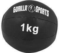 GORILLA SPORTS® Medicine Ball - 1kg, 2kg, 3kg, 4kg, 5kg, 6kg, 7kg, 8kg, 9kg, 10kg, Single or Set, No Bounce, Leather, Black - Weighted Slam Ball, Gym Ball, Strength Training, Fitness