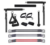 GORILLA SPORTS® Pilates Bar Set - Resistance Bands with Pole, Hand and Foot Strap, Adjustable, Stainless Steel, Soft Foam - Fitness Equipment Kit for Women, Home Workout, Yoga Exercise, Sculpt, Gym