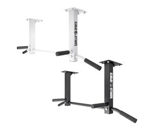 GORILLA SPORTS Pull Up Bar, Heavy Duty, Ceiling Mounted, 350 kg Max Load, Multi Grip, Alloy Steel, Black - Chin Up Bar, Upper Body Workout Bar