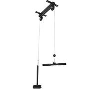 GORILLA SPORTS® Pulley Cable System - Ceiling Mounted, 2.1m long, for 1 Inch Weight Plates, Max. Load 150kg, incl. Tricep Bar - Lat Pull Down Machine, Tricep Wrist Forearm Trainer, Home Gym Equipment