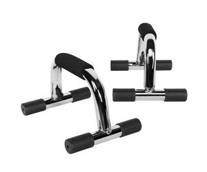 GORILLA SPORTS® Push Up Handles - Pair, Non-Slip Foam Grips, Max. Load 150kg per Handle, Chrome-Plated Steel - Push Up Bars, Pushup Stands, Chest Press, Strength Training, Fitness, Workout, Home Gym