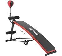GORILLA SPORTS® Sit Up Bench - with Punching Ball, Folding, Adjustable, Max. Load 200kg/440lbs, Black-Red - Core & Abdominal Trainer with Boxing Ball, Ab Crunch Exercise Bench, Strength Training Board