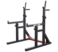 GORILLA SPORTS® Squat Rack - Adjustable Height and Width, with Dip Handles, Multi-Functional, Max Load 300 kg, Black - Barbell Stand, Bench Press Spotter, Heavy Duty Weight Rack, Gym Equipment Holder
