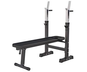 GORILLA SPORTS® Weight Bench - with Adjustable Dip Station and Barbell Rack, Foldable, 30 Degree, Incline, Flat, Black or White - Sit Up Bench, Workout Bench, Gym Bench, Training, Fitness (Black)