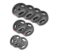GORILLA SPORTS® Weight Disc Set 27.5 kg, 30/31 mm Bore, Plastic Gripper | 3 ergonomic handles, high-density cement filling, heavy-duty plastic coating; for barbells and dumbbells