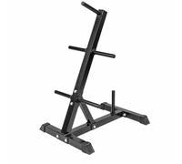 GORILLA SPORTS® Weight Plate Storage - Max Load 200 kg, Steel, 6 Holders, Non-Slip Rubber Foot Caps, Colour: Black, White - Weight Disc Holder, Weight Tree, Home Gym Equipment Storage