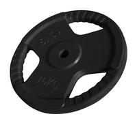 GORILLA SPORTS® Weight Plates - Tri Grip, 1.25kg, 2.5kg, 5kg, 10kg, 15kg, 20kg, 25kg, Single/Set, 30mm, Rubber Coated, Cast Iron - Bumper Plates, Weight Discs, Barbell Weights, Strength Training