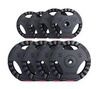 GORILLA SPORTS® Weight Plates - Tri-Grip, 1.25kg, 2.5kg, 5kg, 10kg, 15kg, Single or Set, 30 mm, Plastic Coated, Black - Dumbbell Barbell Weights, Weight Discs, Strength Training, Weightlifting