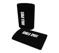 GORILLA SPORTS® Wrist Sweatbands - for Kettlebell Training, Pair, 4.3 x 3 inch, Cotton, with Plastic Insert, Black - Wristbands, Wrist Support, Wrist Guard, Forearm Protection, Weight Lifting, Fitness