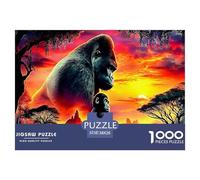 Gorilla Sunset Great Gift Idea 1000 Pc Adult Jigsaws - Gorilla (sunset Jungle) Impossible Hard Challenging Game for Wall Decoration38x26cm/1000pcs