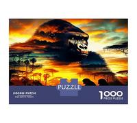 Gorilla Sunset Jungle 1000 Pieces Jigsaw Puzzle Primal Beast Sovereignty Premium Jigsaw Puzzle Extra-Thick Cardboard Jigsaw Puzzle Collector Mind Relaxation Office Break Travel 70x50cm/10