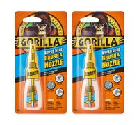 Gorilla Super Glue 2-in-1 Brush & Nozzle, 12g (2 Pack) - All Purpose, Fast Setting, Dual Application with Anti-Clog Cap | Ideal for Metal, Ceramics, Leather & More