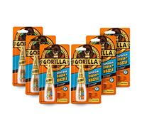 Gorilla Super Glue 2-in-1 Brush & Nozzle, 12g (6 Pack) - All Purpose, Fast Setting, Dual Application with Anti-Clog Cap | Ideal for Metal, Ceramics, Leather & More