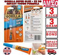 Gorilla Super Glue 3x 3g Fast Setting Strong Adhesive Wood Metal Plastic Bond