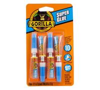Gorilla Super Glue, Four 3 Gram Tubes, Clear, (Pack of 1) | Impact Tough All Purpose Adhesive, Anti Clog Cap, Bonds Wood Metal Plastic Glass Ceramic, Dries Crystal Clear