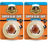 GORILLA Super Glue Tape, 6.1m x 15.88mm - Heavy Duty, Crystal Clear, No Mess Double Sided Tape, Ideal for Permanent Repairs, Quick Fixes & Craft | Bonds Glass, Fabric, Paper, Cardboard & More