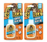 Gorilla Super Glue XL 25g (2 Pack)- All Purpose Adhesive, Fast Setting & Impact Tough with Anti-Clog Cap