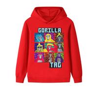 Gorilla Tag Boys Hoodie Cartoon Character Children Sweatshirts With Hat Long Sleeve Jumper Cotton Pullover for Kids (UK, Age, 7 Years, 8 Years, Regular, Red)