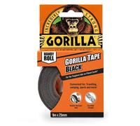 Gorilla Tape Handy Roll Black (25mm X 9.14M) - 6 Pack - Extra Strong & Weatherproof