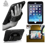 Gorilla Tech Apple iPad 9.7 inch 2018 Survivor Case with Hand Strap and Kick Stand one Hand Use All Round 3D Full Protection with Headrest Mount Black Colour for iPad 6th Generation Model A1893 A1954