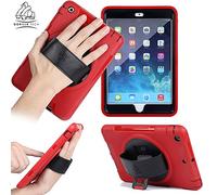 Gorilla Tech Apple iPad Air Survivor Case with Hand Strap and Kick Stand one Hand Use All Round 3D Full Protection with Headrest Mount Red Colour for iPad Air 1st Generation Model A1474 A1475 A1476