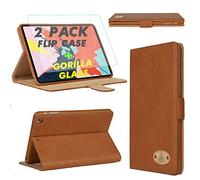 Gorilla Tech iPad 8th Generation 10.2 inch Leather Case and Screen Protector Magnetic Flip Stand Shockproof cover Protective 2-Pack Brown iPad Model A2270 A2428 A2429 A2430