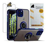 Gorilla Tech iPhone 11 Silicone Case and Screen Protector Tempered Glass [2 Pack] With Ring Stand Soft Ultra Slim Anti Scratch Full Edge Cover 3 Pack, Navy 6.1"