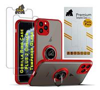 Gorilla Tech iPhone 8 and iPhone 7 Silicone Case and Screen Protector Tempered Glass [2 Pack] With Ring Stand Soft Ultra Slim Anti Scratch Full Edge Cover 3 Pack, Red 4.7"