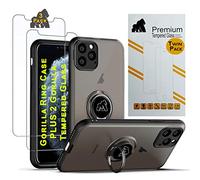 Gorilla Tech iPhone XS Silicone Case and Screen Protector Tempered Glass [2 Pack] With Ring Stand Soft Ultra Slim Anti Scratch Full Edge Cover 3 Pack, Black 5.8"